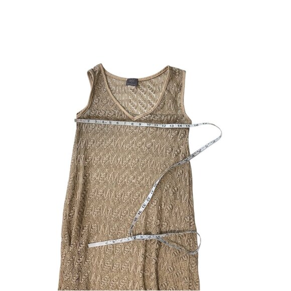 Elif for Jordan Taylor Gold Sleeveless Sheer Swim Coverup Dress Medium Vacation - Picture 6 of 7